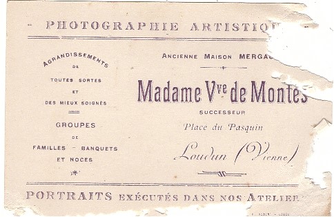 Carte de visite de la photographe